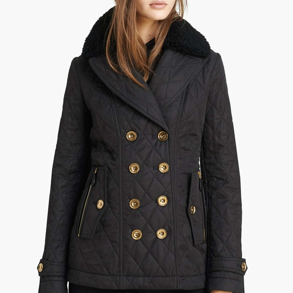 Burberry Brit Quilted Jacket with Shearling Collar